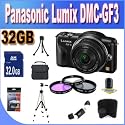 Panasonic Lumix DMC-GF3 12 MP Micro 4/3 Compact System Camera with 3-Inch Touch-Screen LCD and 14-42mm Zoom Lens (Black) + 32GB SDHC Memory + 3 Piece Filter Kit + USB Card Reader + Memory Card Wallet + Shock Proof Deluxe Case w/Strap + Full Size Tripod + Accessory Saver Bundle!